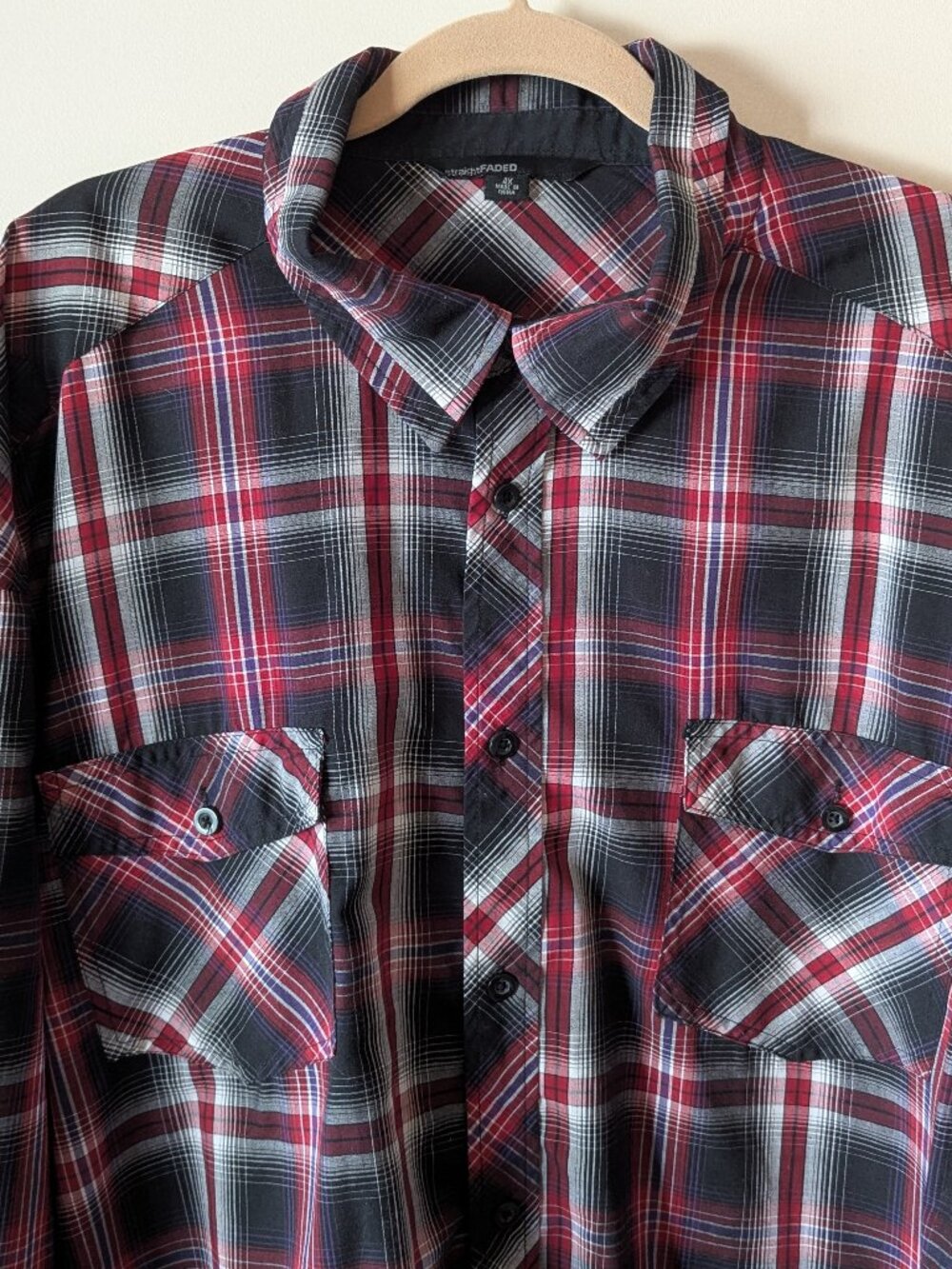 straightFADED Plaid Shirt - 4XL